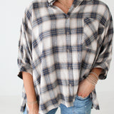 Plaid Button Down Top | Taupe