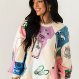 Multi Diamond Print Golf Icon Sweatshirt | Queen Of Sparkles