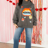Love Graphic Mock Neck Sweatshirt