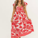 Palm Paradise Midi Dress | Red