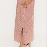 Harbor Stripe Midi Dress | Rust
