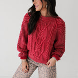 Frankie Cable Knit Sweater | Cherry