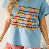 Dusty Blue USA Food Flag Tee | Queen Of Sparkles