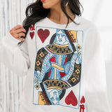 White Queen Of Hearts Card Sweatshirt