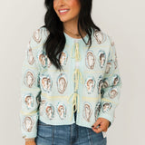 Pale Blue & Green Oyster Tie Up Sweater | Queen Of Sparkles