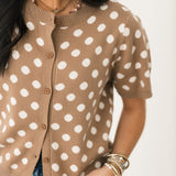 Polka Dot Sweater Top | Taupe