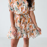 Watercolor Mini Dress | Rust