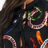 Black Rainbow 'Derby Queen' Horse Shoe Cotton Tie Dress | Queen Of Sparkles