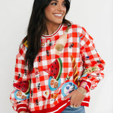 Red & White Checkered Picnic Sweatshirt | Queen Of Sparkles