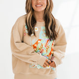 Tan Flower Queen Card Sweatshirt | Queen Of Sparkles