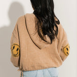 Smiley Fuzzy Hoodie Sweater