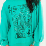 Emerald Green Queen Card Logo Sweatshirt | Queen Of Sparkles