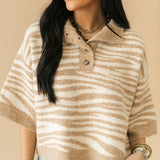 Wild As Me Zebra Sweater | Sand