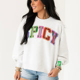 Grey Multi Striped 'Spicy' Sweatshirt | Queen Of Sparkles