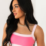 Double Take Contrast Sports Bra | Hot Pink