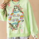 Light Green Queen Of The Sea Card Logo Sweatshirt | Queen Of Sparkles