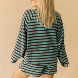 Malia Top | Brown Teal Stripe