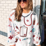 White Medical/Doctor Icon Sweatshirt | Queen Of Sparkles