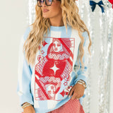 Blue, White & Red Striped QOS Card Logo Sweater | Queen Of Sparkles