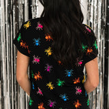 Black Multi Spiders Tee | Queen Of Sparkles