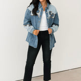 Western Embroidered Denim Shacket