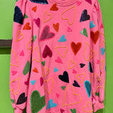 Pink Groovy Hearts All Over Sweatshirt Dress