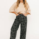 Vintage Bloom Denim Pant | Charcoal