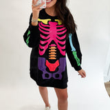 Black Rainbow Skeleton Sweatshirt Dress | Queen Of Sparkles