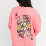 Neon Pink Queen Of Music Card Sweatshirt | Queen Of Sparkles