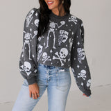 Charcoal Skull & Crossbones Deck Of Cards Sweatshirt | Queen Of Sparkles