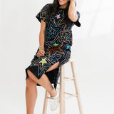 Black Multi Star Midi Dress | Queen Of Sparkles