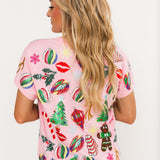 Light Pink Christmas Icons Tee | Queen Of Sparkles