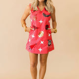 Licensed UGA Striped Sparkle Gameday Icon Cotton Collar Tank Dress | Queen Of Sparkles