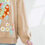 Tan Flower Queen Card Sweatshirt | Queen Of Sparkles