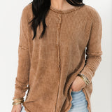 Long Sleeve Waffle Top | Camel