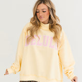 'Delulu' Embroidered Mock Neck Sweatshirt | Butter