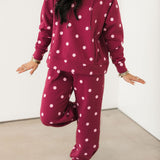 Polka Dot Joggers | Maroon & Pink