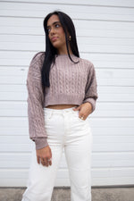 CROPPED CABLEKNIT SWEATER | MOCHA