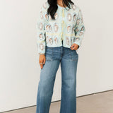 Pale Blue & Green Oyster Tie Up Sweater | Queen Of Sparkles