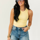 Wide Ribbed Tank Top | Pale Lemon