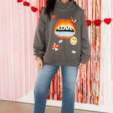 Love Graphic Mock Neck Sweatshirt