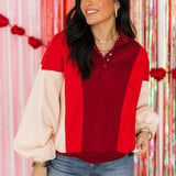 Emma Oversized Colorblock Sweatshirt | Red