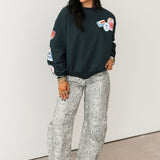 Ski Patch & Pass Collector Oversized Crew Sweatshirt