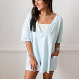 Hot Shot Tee Romper | Boardwalk Blue