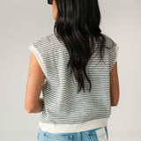 Piper Cardi Vest | B&W Stripe