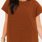 Quilted Short Sleeve Top | Rust