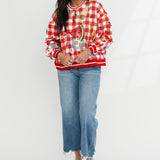 Red & White Checkered Picnic Sweatshirt | Queen Of Sparkles