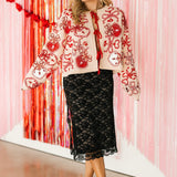 Pale Pink & Red Heart Lock & Key Tie Up Sweater | Queen Of Sparkles