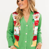 Green Mrs.Clause Button Up Cardigan | Queen Of Sparkles