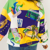 Checkered Mardi Gras Icon Sweatshirt | Queen Of Sparkles